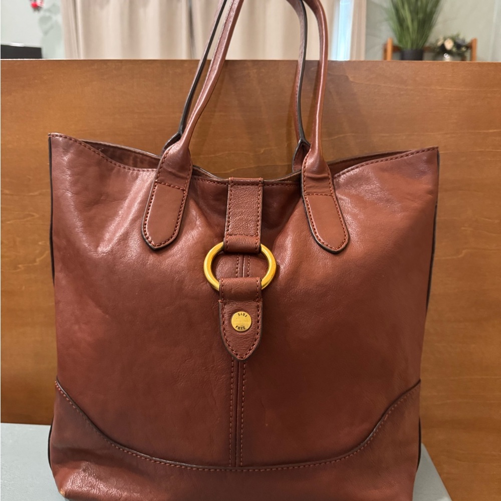 Elegant Brown Leather FRYE Tote Bag